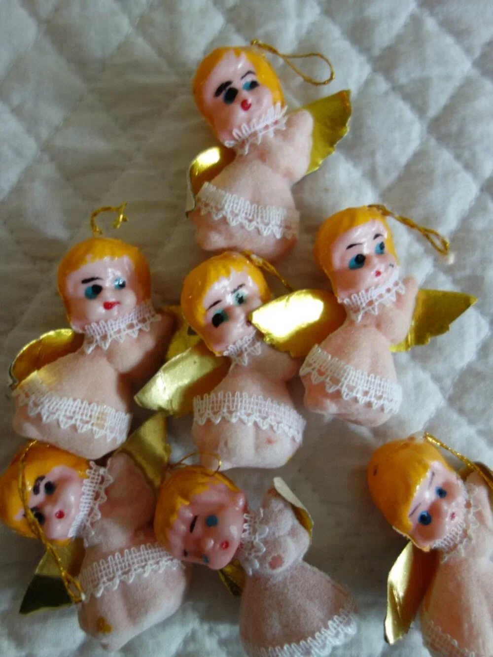 Vntg Christmas Tree Ornaments Plastic Angels / Styrofoam Churches